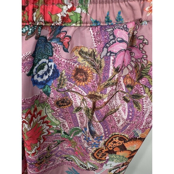 Tahari Navy Pink Floral Polyester Palazzo Pants Pull On Artsy - Size M - Picture 6 of 14